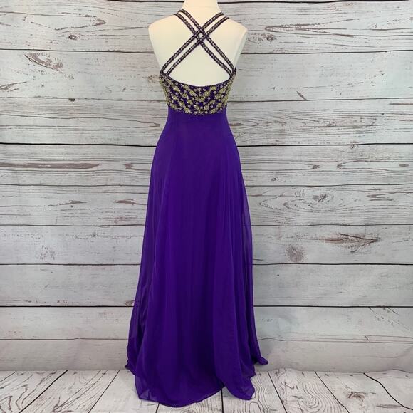 Purple and gold beaded gown - Picture 5 of 6
